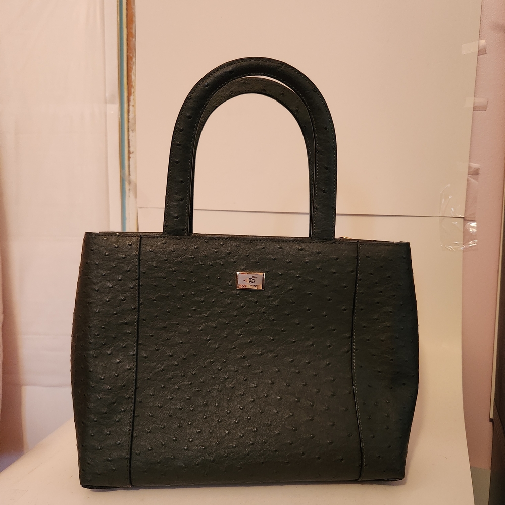Forest Green Golden Duck  Purse Handles Embossed Leather Original Hardware